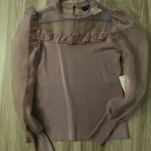 Elle Ruffled Sheer Blouse - Soft Pink